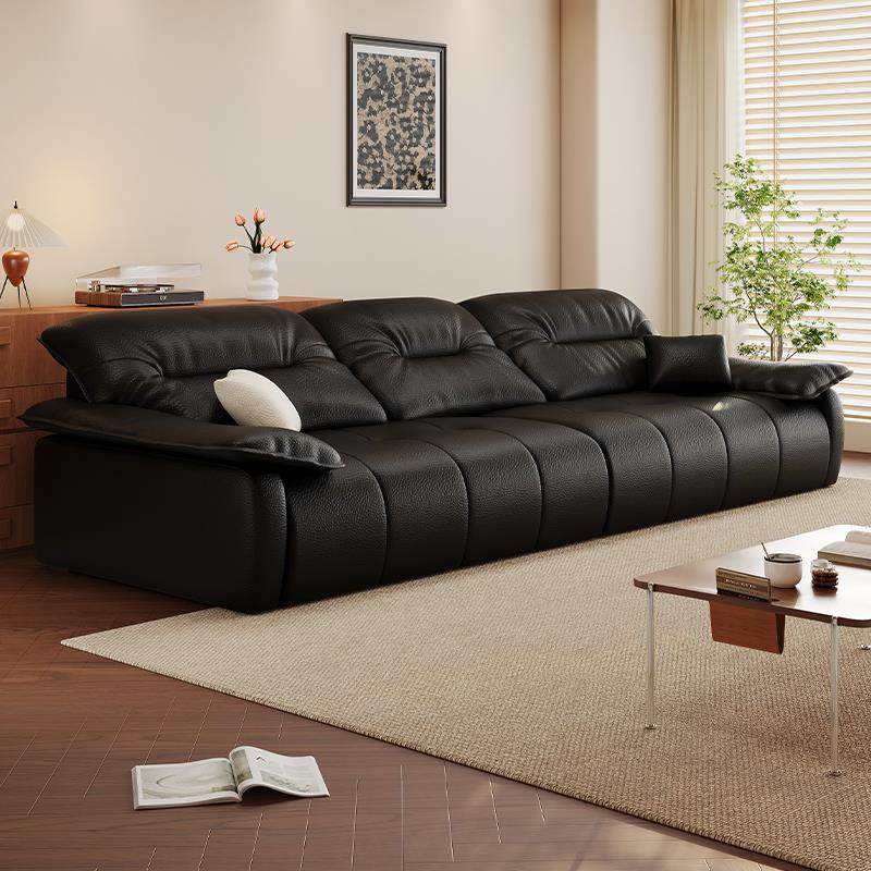 意式极简风钢琴键皮艺沙发客厅现代简约大坐深直排沙发2025新款