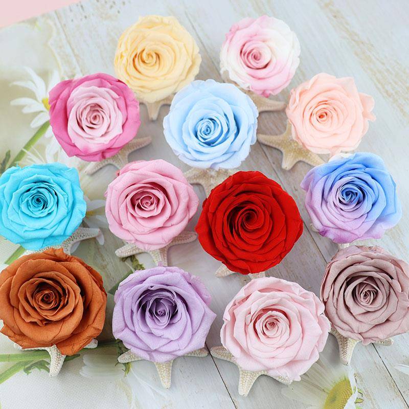 花掌柜永生花A级优质玫瑰4-5cmDIY手工花束情人节礼盒汽车挂件材