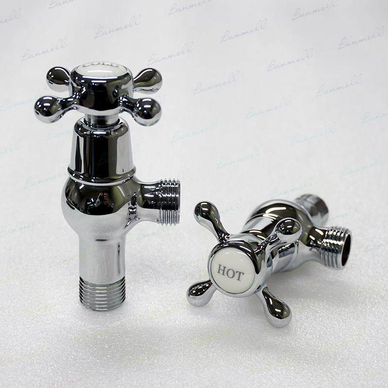 banmell精美十字陶瓷把手开关别墅用4分法式复古三角阀美式止水阀