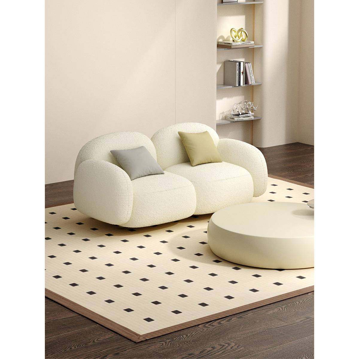 双人沙发北欧现代住宅客厅简约豆腐块网红猫抓皮果冻羊羔绒沙发