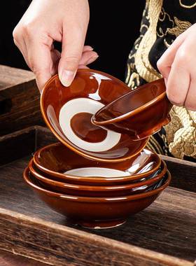 水浒传餐具水饺碗仿古土酒碗仿古酒碗扣肉蒸碗黑色武松酒碗摔酒碗
