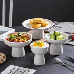 酒店厨陶瓷餐具水果零食盘高脚贡品点心盘青白冷凉菜中式家用宴席