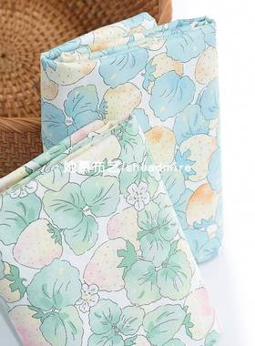 Shamu纯棉斜纹面料儿童床床单被套绿色小花裙婴儿服装手工田园棉