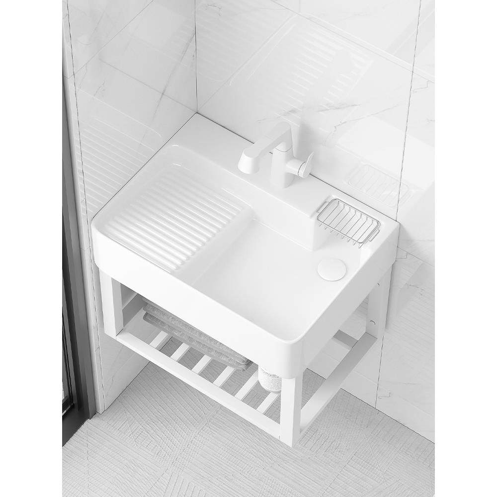 阳台挂墙式洗手盆洗衣盆简易不锈钢支架盆组合家用卫生间洗脸盆