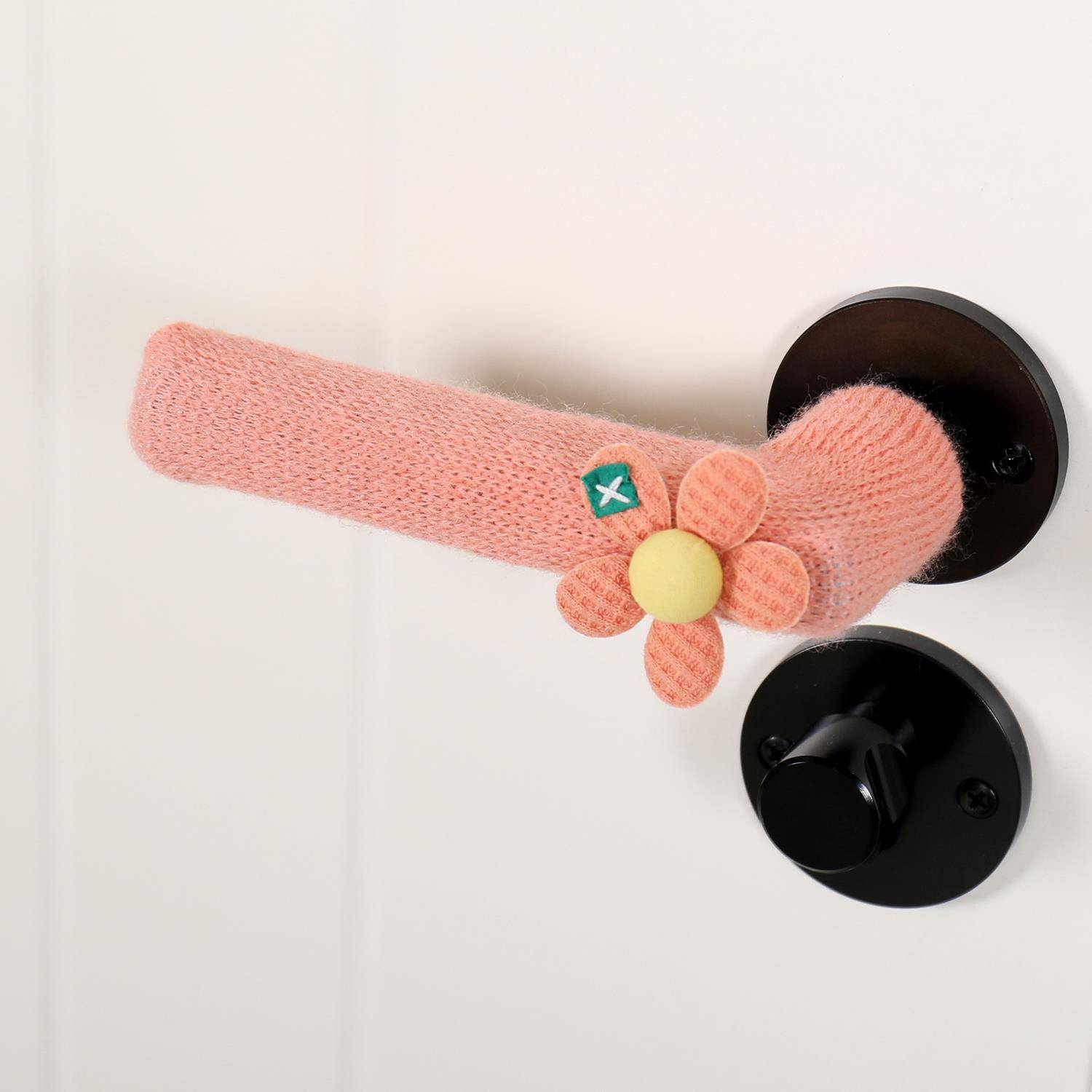 新款花朵门把手保护套家用针织加厚卧室入户门拉手套加长款防磕碰