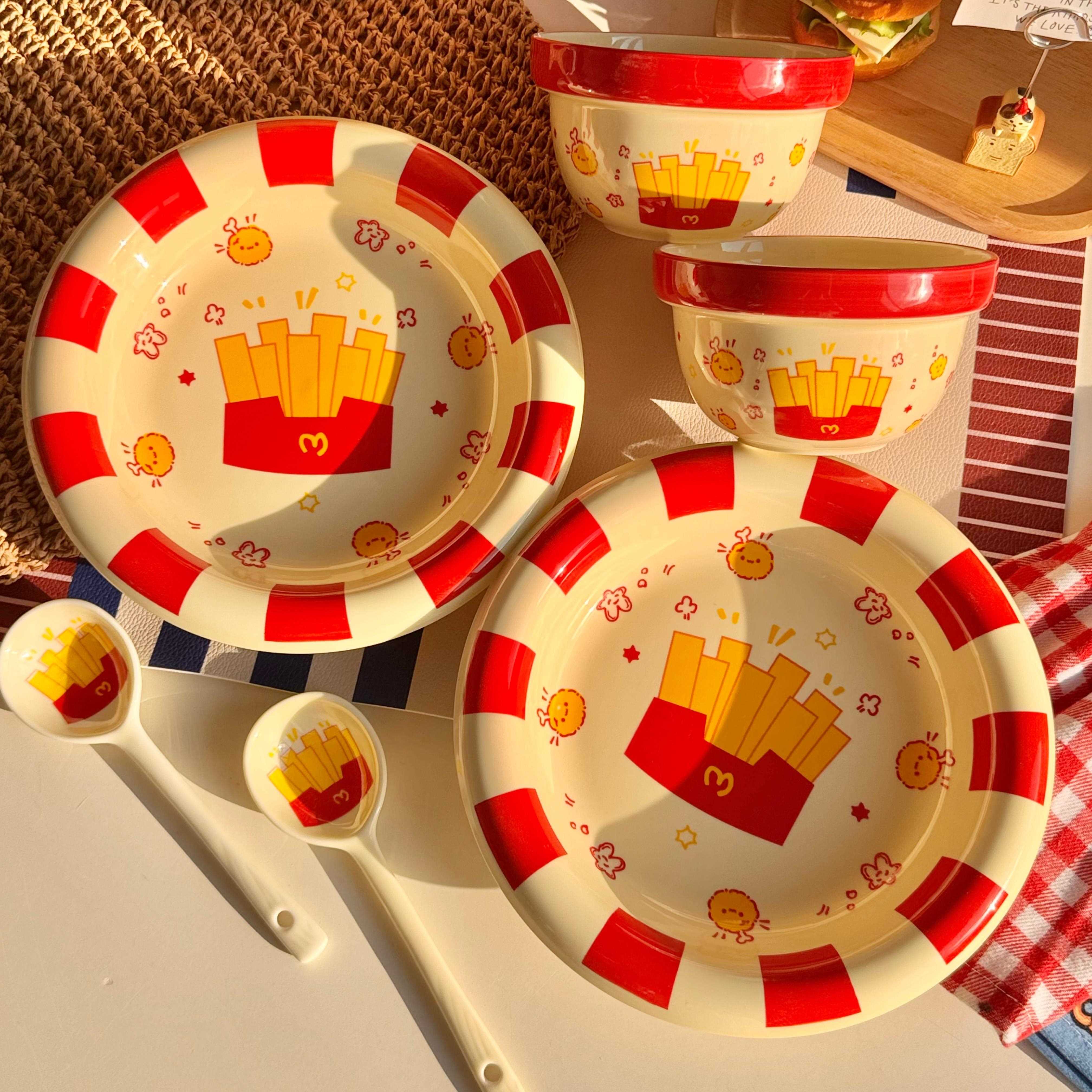 薯条陶瓷碗家用2025新款高颜值一人食餐具好看的饭碗盘子碗碟套装