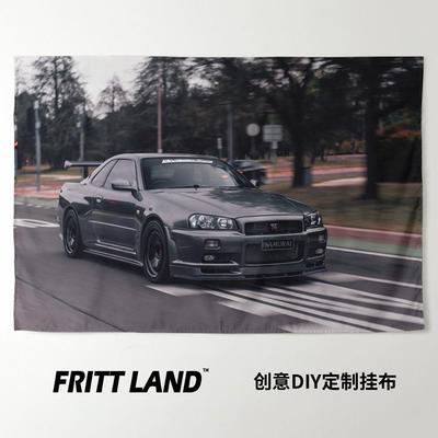 日产尼桑Skyline GT-R R34日系JDM性能汽车周边背景墙布海报挂布