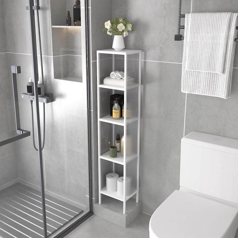 现代卫生间浴室置物架马桶旁夹缝收纳柜边角柜洗衣机边收纳柜多层