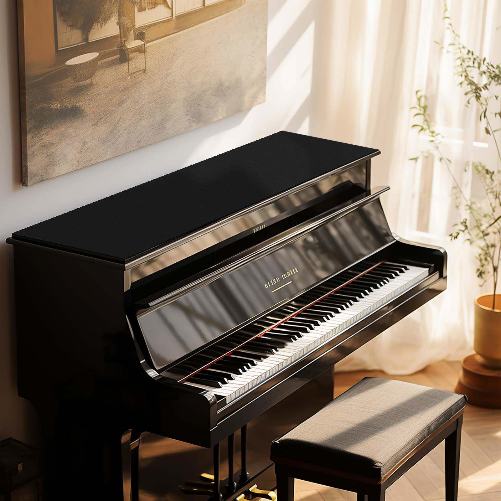 钢琴防尘罩顶披防水盖布现代简约高级感黑色皮革防刮桌面保护垫子