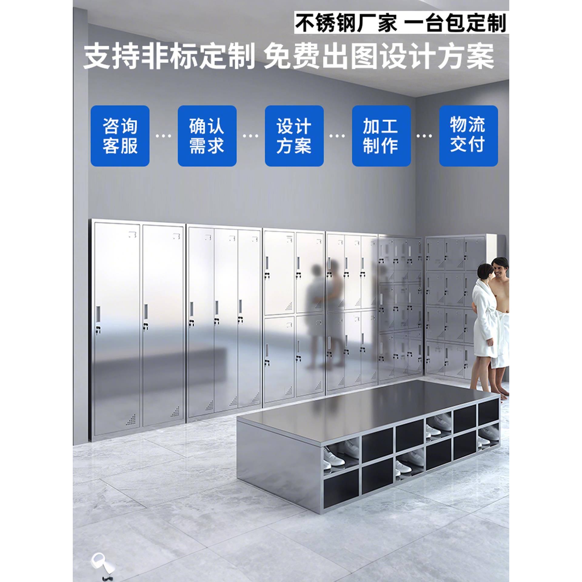 工厂自营不锈钢更衣柜员工柜无尘车间多格换鞋柜多门挂衣柜储物柜