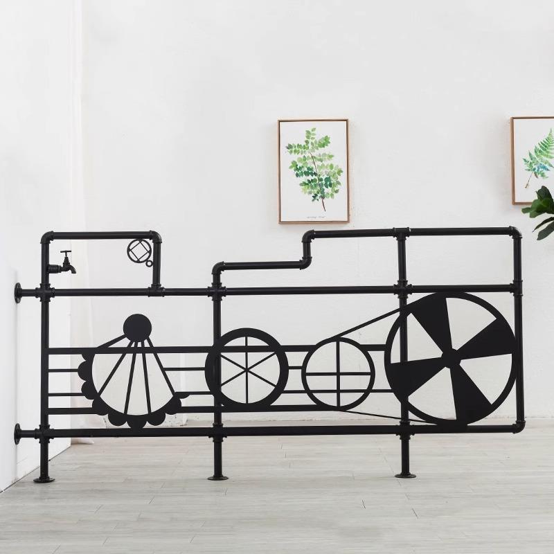 loft工业水管楼梯扶手餐厅阁楼栏杆飘窗护栏酒吧铁艺复古围栏装饰