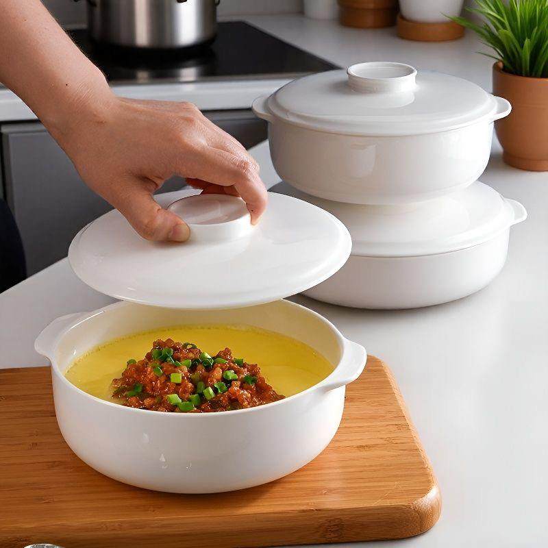 隔水炖双耳扁平带盖蒸鸡蛋羹专用碗新款微波炉加高炖蛋蒸蛋碗超矮,餐饮具,碗,淘宝优惠券,粉丝福利购,淘宝优惠卷