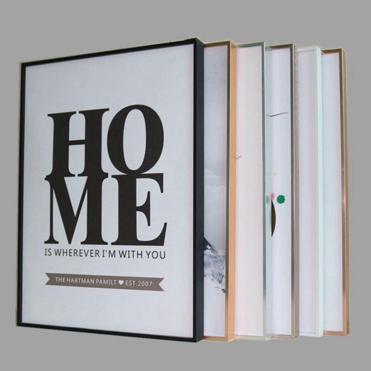 北欧简约画框裱框细边窄边相片框铝合金相框摆台海报框拼图框定做