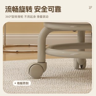 凳 万向轮小凳子滑轮矮凳家用带轮板凳懒人带娃圆凳靠背椅门口换鞋