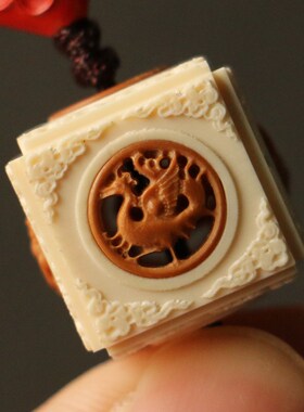 沪上海派猛犸牙精工制作香囊挂件把件配饰装饰文玩收藏配珠