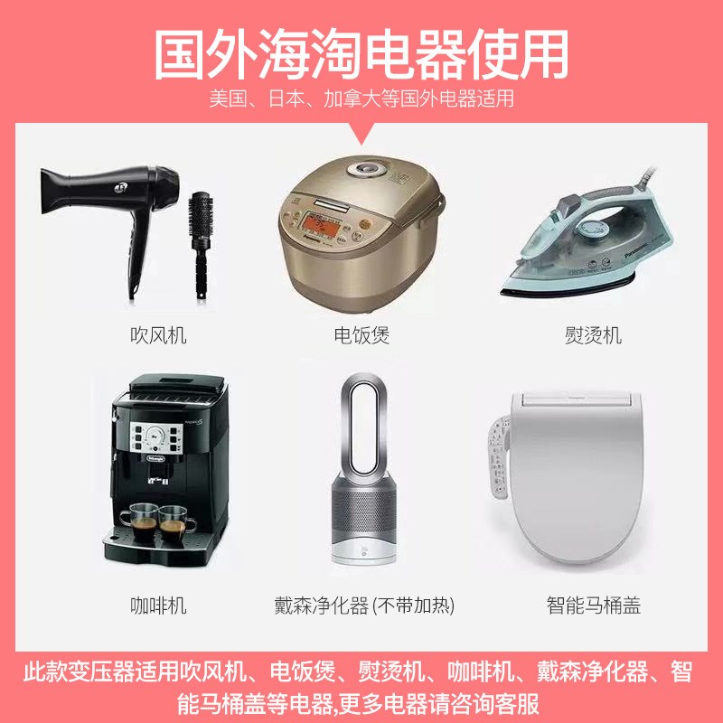 舜红变压器转110v100v电压转换器110v转转换头吹风机