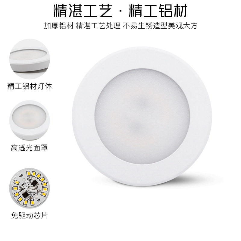 明装超薄筒灯222年新款1cm圆形免孔吸顶客厅卧室背景走廊道led