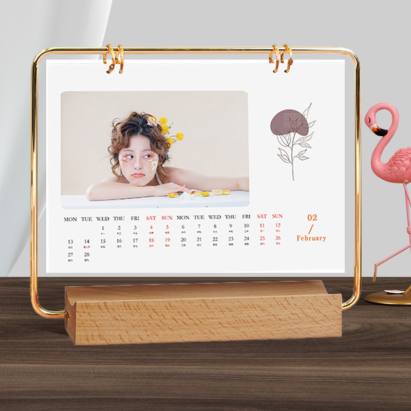 台历定制木质铁艺日历制作2023年照片订做企业桌面月历来图定做印