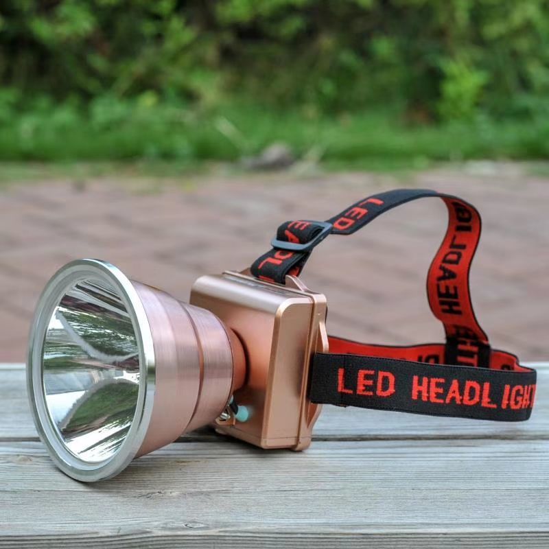 雅豹超亮LED头灯强光远射充电式锂电池头灯双开关带电量显示头灯