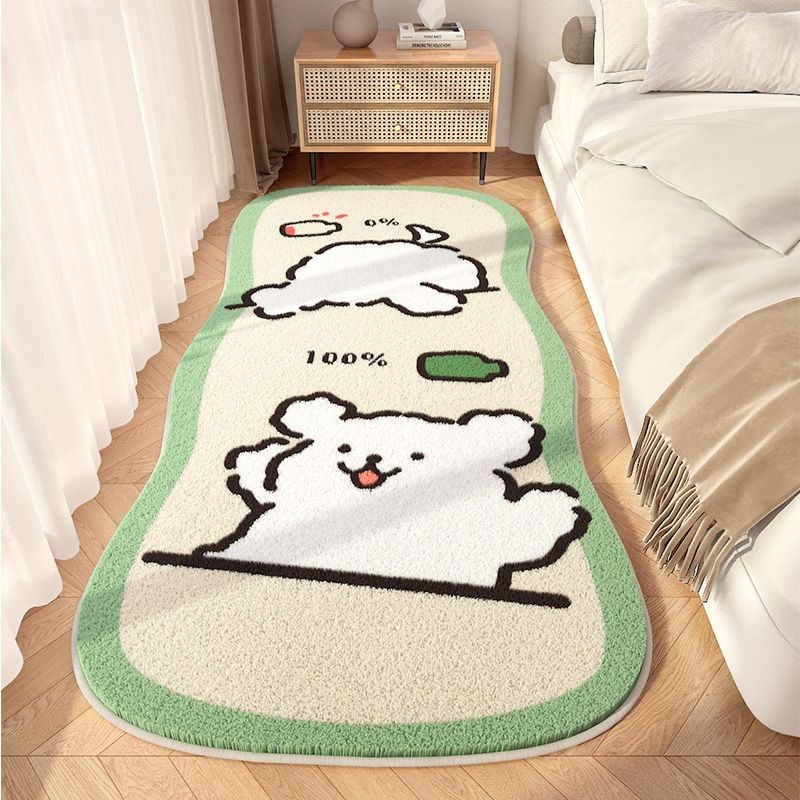 卧室床边毯线条小狗长条地毯可爱卡通细沙羊绒家居沙发地毯飘窗垫