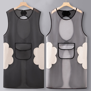 坎肩厨房家用大码 透明围裙防油防水无袖 加肥加大餐饮专用工作服女