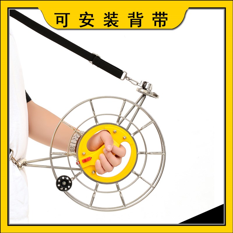 2021新款风筝线轮不锈钢手握轮风筝轮高档风筝线盘可加装背带