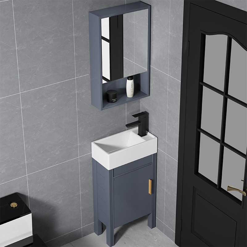 小户型落地式陶瓷洗手盆防水浴室柜组合免打孔卫生间挂墙式洗漱池