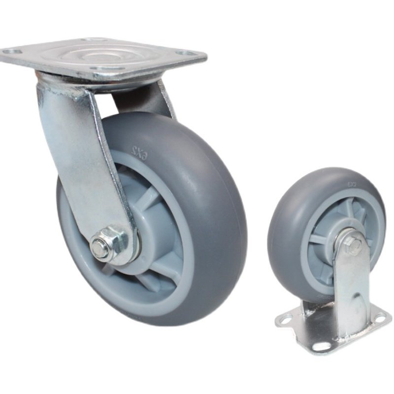 平板车手推车拖车轮橡胶TR轮静音轮载重万向轮5寸寸定向轮