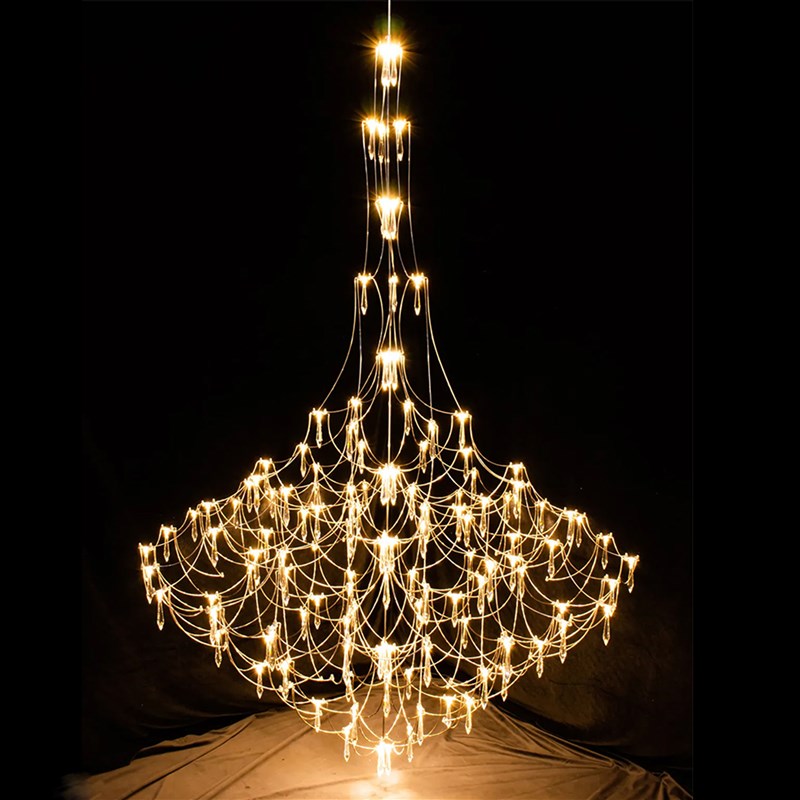 别墅复式楼大吊灯客厅水晶高级感现代萤火虫满天星展厅led楼梯灯