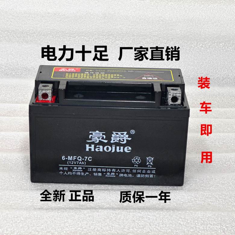 豪电瓶12v9a免维护干蓄电池125弯梁滑板车摩托通用干电池7ah