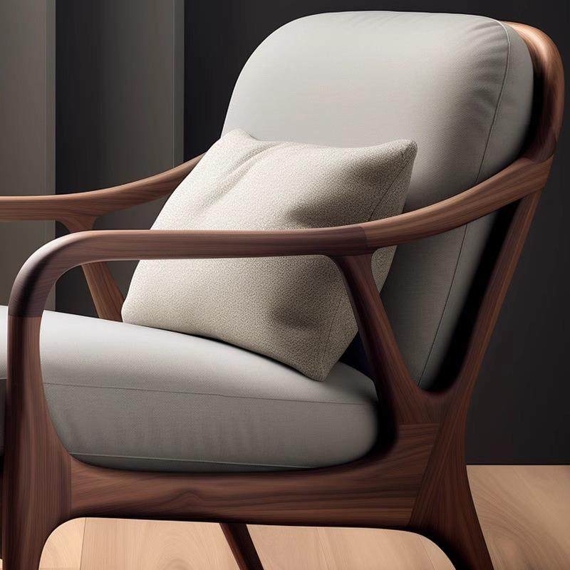 新中式胡桃木意式实木客厅单人沙发椅老虎椅家用靠背椅懒人躺椅