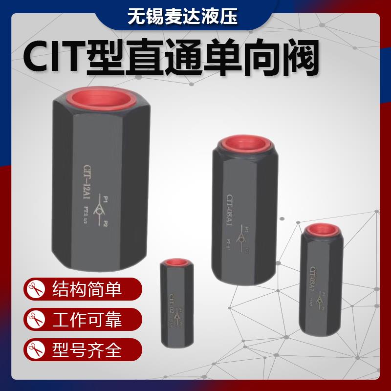 液压单向阀CIT-02/03/04/06/08/10/12 止回阀 油压直通管式逆止阀