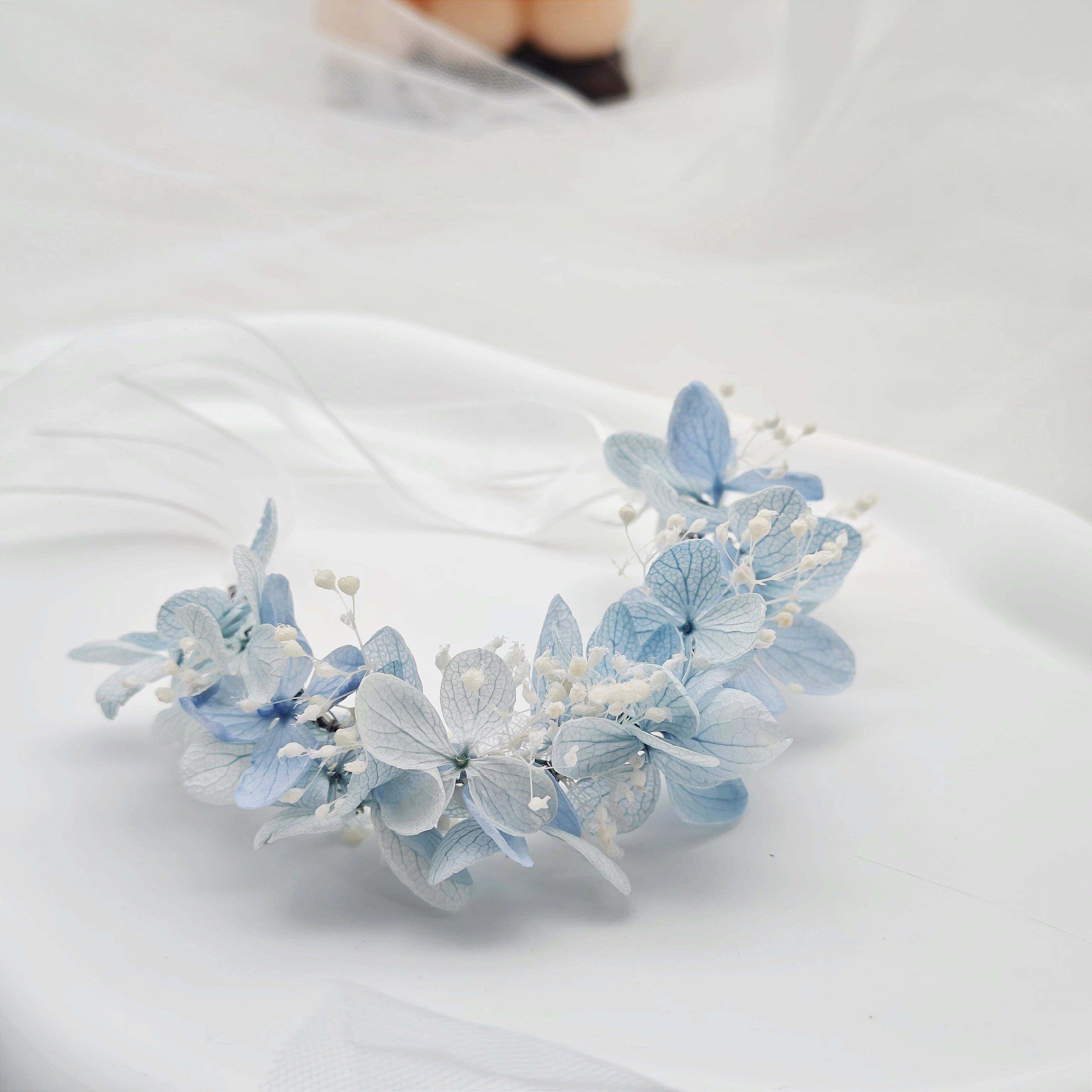小红书爆款蓝色系婚礼永生花胸花手腕花超仙新娘新郎结婚襟花腕花