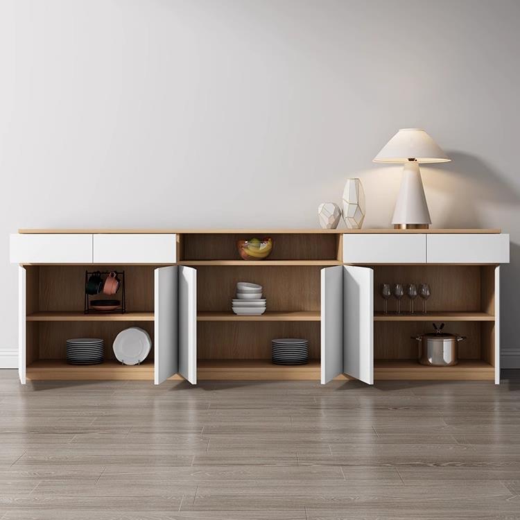 实木台面岩板餐边柜30cm靠墙一体储物柜茶水柜25cm超薄窄边柜收纳