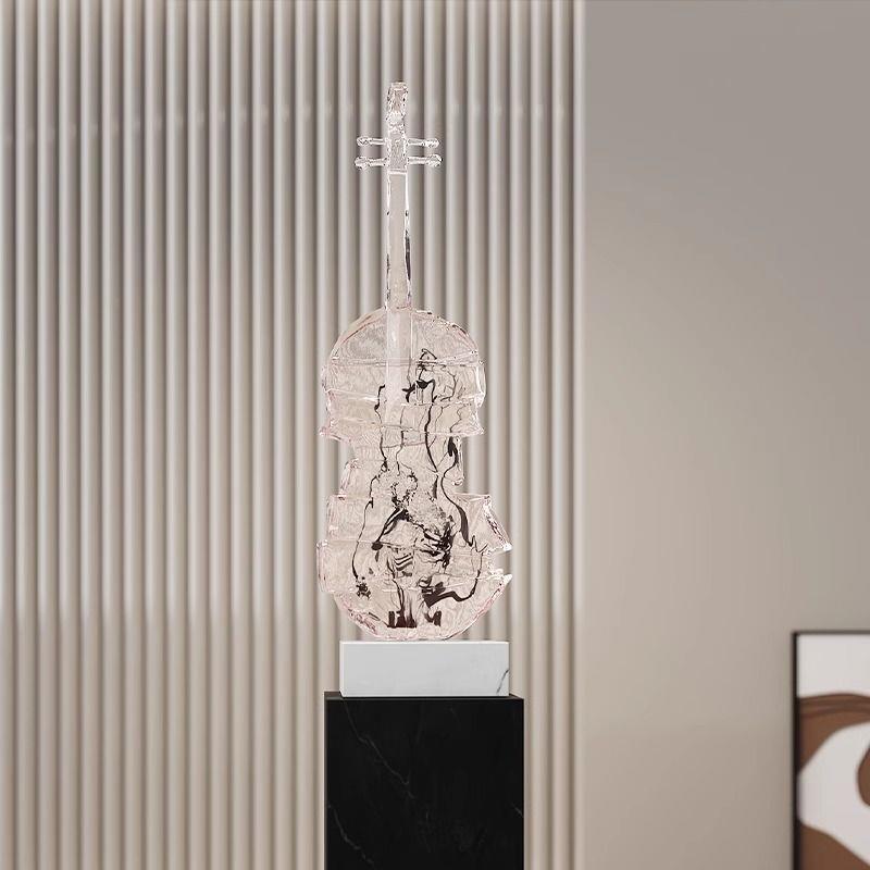 高级透明小提琴客厅入户电视柜墙面壁龛艺术大型雕塑酒店摆件装饰