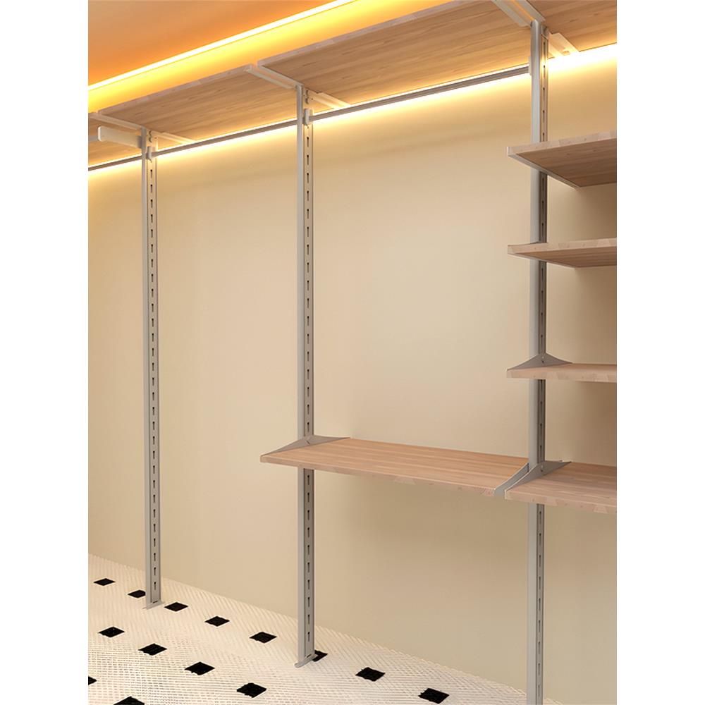 铝合金金属衣柜开放式定制衣帽间骨架铝型材框架立柱落地全铝衣柜