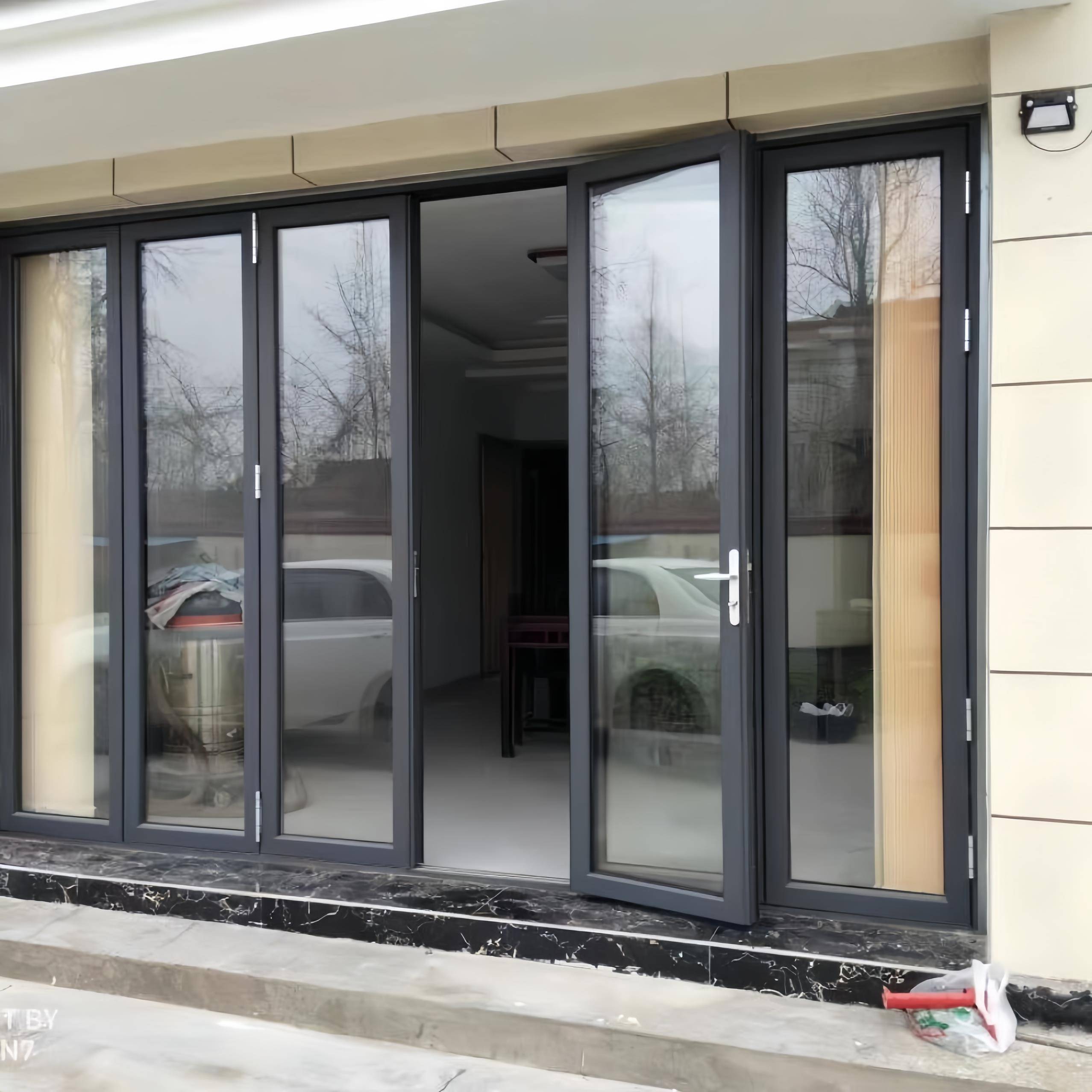 钛镁铝合金重型折叠门隔断门洗车房车库商店阳台庭院玻璃门定制