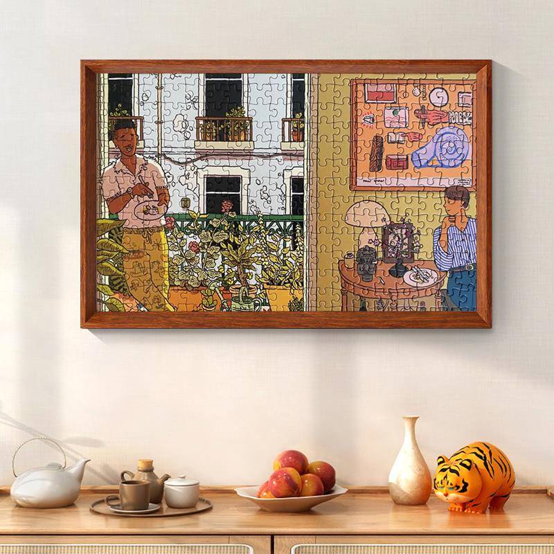 实木拼图框1000片507075相框挂墙500装裱大画框300框架定制4K8开