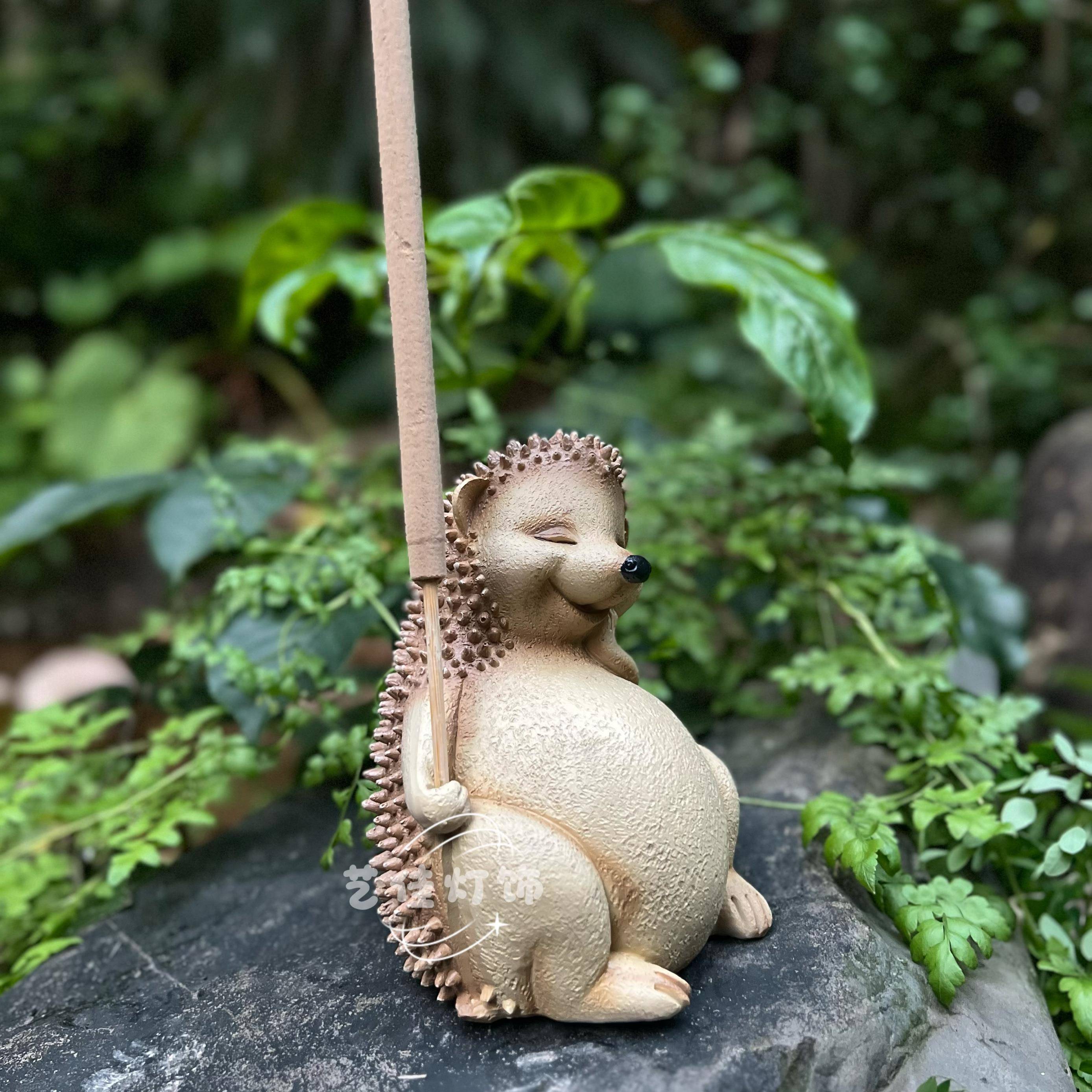 仿真动物刺猬可插艾草蚊香棒田园工艺品摆件花园阳台家居别墅装饰
