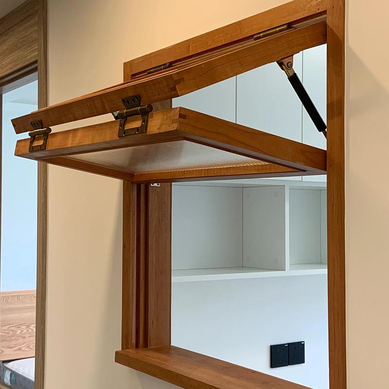 实木上下折叠提拉窗户左右折叠推拉提拉木窗上翻悬停木窗原木简约