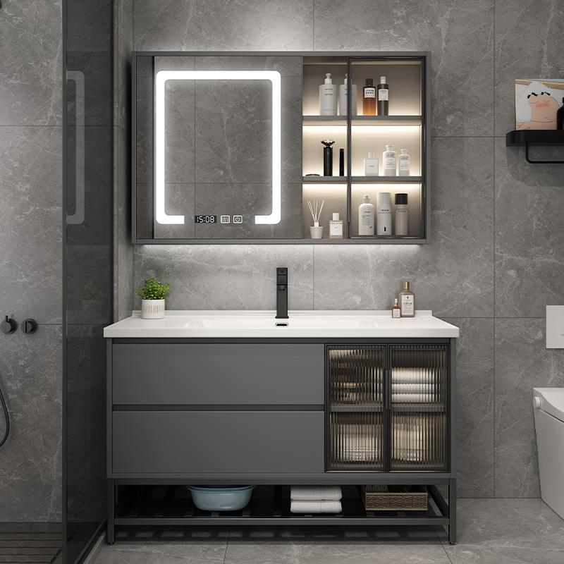 浴室柜陶瓷一体盆58/68/78/88/98/108/118CM定制落地洗脸盆柜组合