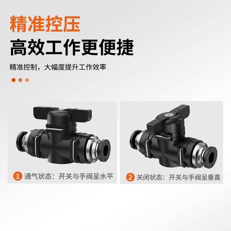气动手阀气管快速快插接头手动阀门开关管道阀BUC-4/6/8/10/12/14