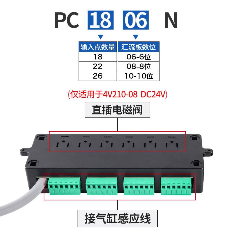 下排插式集成气动电磁阀阀岛总线阀板4V210-08 24V汇流板阀组200M