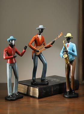 复古乐队人物家居酒柜装饰品书架书房萨克斯工艺品摆设咖啡厅摆件