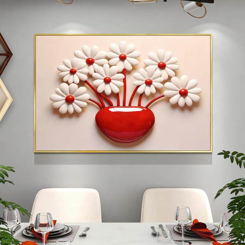 现代简约餐厅背景墙装饰贴画高档立体感饭厅卧室房间艺术墙壁纸画