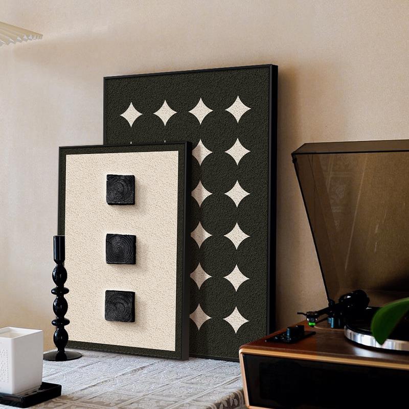 意式黑白装饰画极简客厅桌柜摆画高级感侘寂风餐厅挂画卧室墙壁画