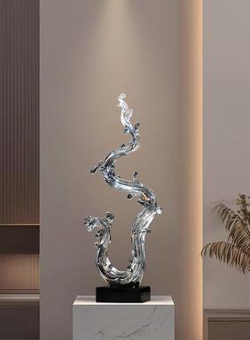 游龙流水新中式国潮抽象艺术雕塑摆件玄关酒店大厅极简装饰品高级