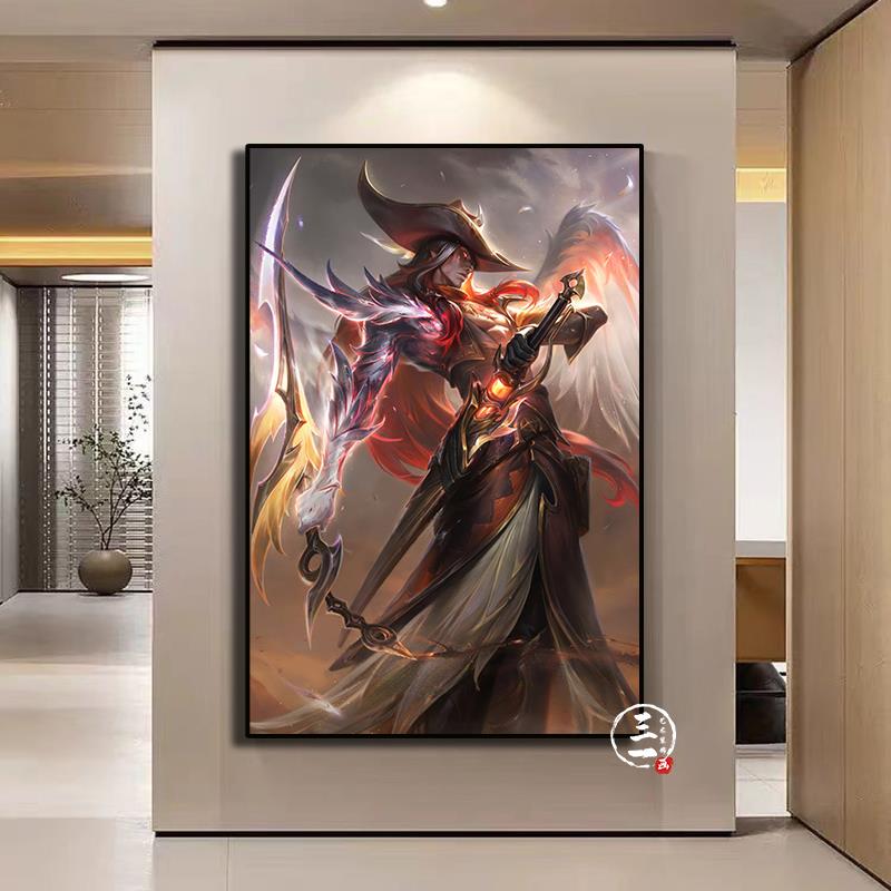 英雄联盟LOL挂画盖伦亚索金克丝游戏海报网咖电竞酒店墙壁装饰画