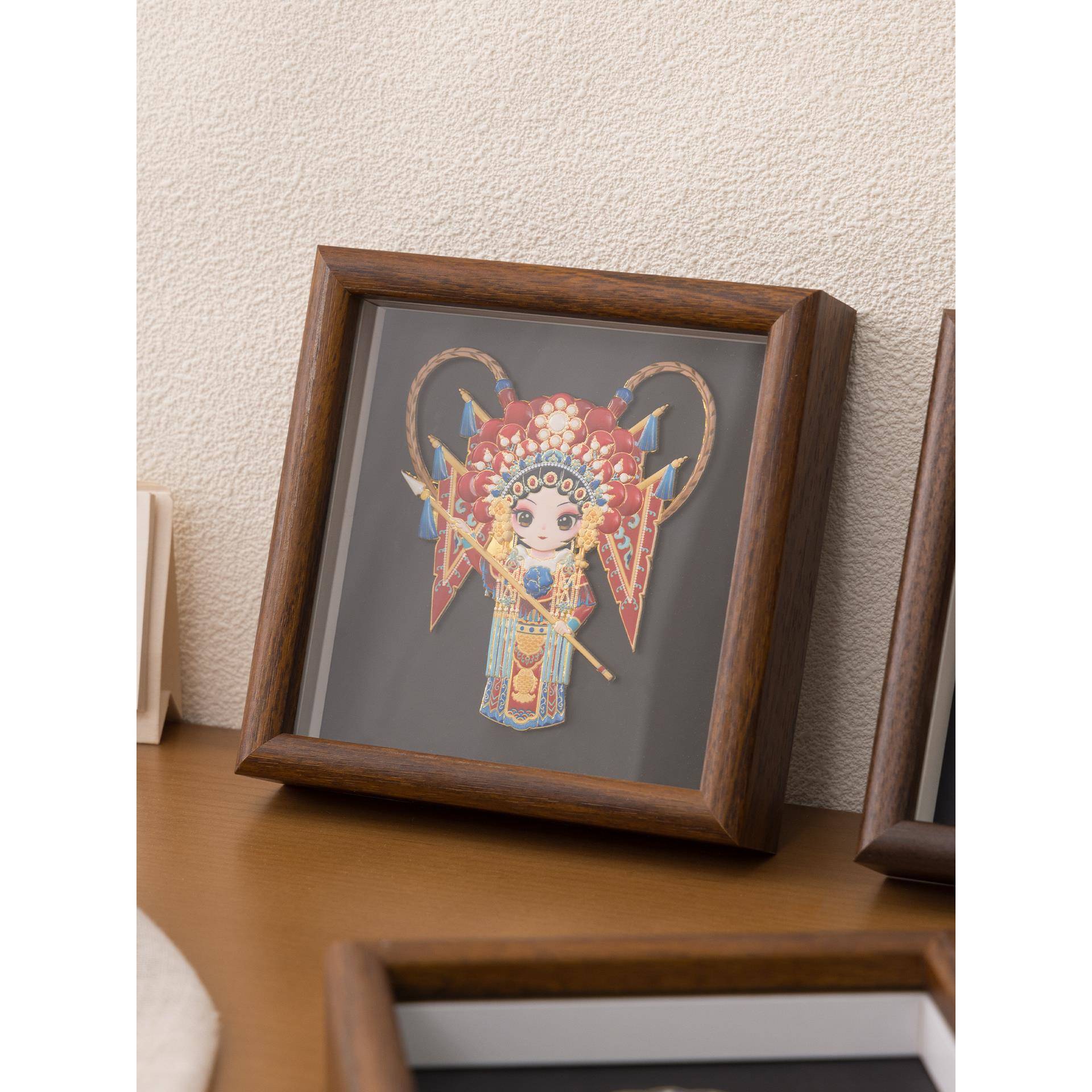 国博凤冠冰箱贴展示相框正方形磁吸冰箱贴收纳框diy中空画框挂墙