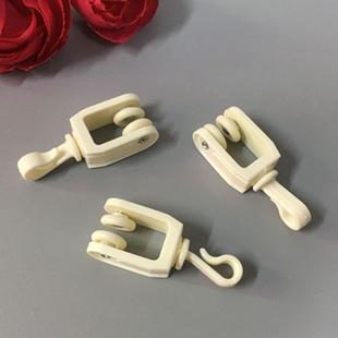 滚轮直道弯道挂环挂钩通用T字轨导轨轮子 窗帘轨道滑轮配件老式